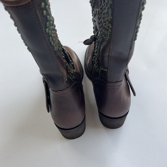 Guess Women’s Esperanza Western Studded Leather Boots In Brown Size 5.5 - Picture 12 of 16